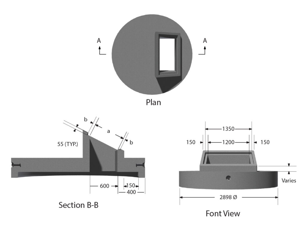 Flat Base Inlet 2400mm Flat Cap with 600 x 1200 Ditch Inlet Top - MCON